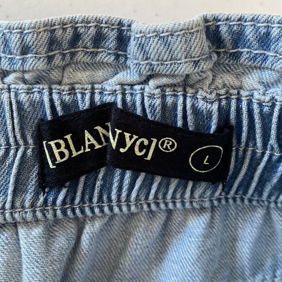 Blank NYC Stand Strong High Rise Paperbag Wide Leg Jean Elastic Waist Cotton - Picture 7 of 16